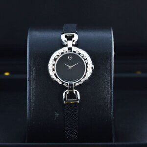 Movado Vivo Ladies, Black Museum Dial, Floating Diamond Bezel - Stainless Steel